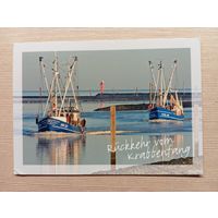О-10. ПОДПИСАННАЯ ОТКРЫТКА. ГЕРМАНИЯ. РЫБОЛОВНЫЕ БАРКАСЫ.