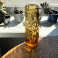 Ваза Чехия цветное стекло винтаж 26см