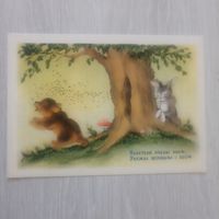 Налетели пчелы роем, убежал воришка с воем. Худ. Н. Ушакова, 1954 год.