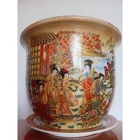 Кашпо. Стиль Шинуазри. Техника Мориаж. Японские жанровые сценки