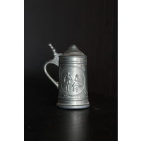 Оловянный, декоративный, миниатюрный пивной бокал, клеймо, Англия.