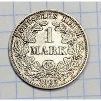 С 1 РУБЛЯ! МОНЕТА 1 МАРКА 1905 ГОДА СЕРЕБРО ГЕРМАНСКАЯ ИМПЕРИЯ