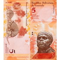 Венесуэла 5 боливаров образца 2014 года UNC p89f серия U