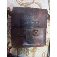 Старинная кожанная сумка с чердака ручная работа