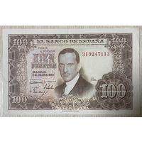 Банкнота 100 песет 1953 год. Испания.