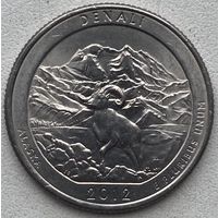 США 25 центов (квотер) 2012 г. Р. Национальный парк Денали. Штат Аляска