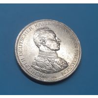 Германия. 5 марок. 1914 год. Пруссия. Вильгельм II. Мундир. Серебро. Распродажа с 1 рубля!