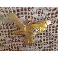 Игрушка ёлочная птица золотая Птица, картон. СССР