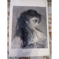 Гравюра Цыганка с картины Г.Гикса 28х29 см кон. 19-нач. 20 века