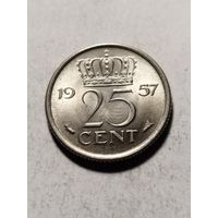 Нидерланды 25 центов 1957