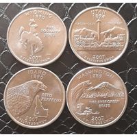 Квотер (25 центов) 2007 все D. Вашингтон. Огайо. Вайоминг. Юта. Cостояние AU!