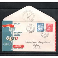 Греция-1956,    , Спорт, ОИ-1956 ,Конверт, СГ