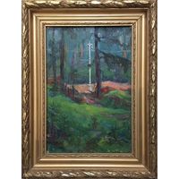 Стельмашонок В.И.Народный художник. "Дорога на тракторный завод" К/М. 27х36,5 см.