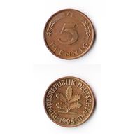 5 пфеннигов Германия 1993 года(A)