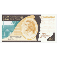 Польша, 20 злотых 2009 год, P-181 "Фридерик Шопен – 200 лет со дня рождения", в буклете, UNC