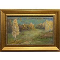 Борозна Л.Т "Пейзаж". Картон, масло. Размер с рамой 64х45 см.