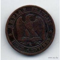 ФРАНЦУЗСКАЯ ИМПЕРИЯ. ВТОРАЯ ИМПЕРИЯ. 2 САНТИМА 1862 К. НЕЧАСТАЯ
