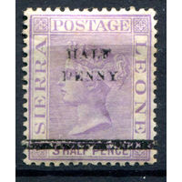 Британские колонии - Сьерра-Леоне - 1893г. - королева Виктория, надпечатка Half Penny на 1 1/2 P, wz 2 - 1 марка - MH [Mi 23]. #4-B5-126-A-1