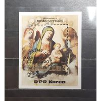 Корея. 1983 год. Живопись. Антонио Корреджо (блок) (1197)