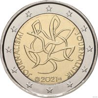 2 евро 2021 Финляндия Журналистика UNC из ролла