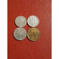 Молдова, 5 бани 2005 г., 10 бани 2004 г., 25 бани 2006 г., 50 бани 2005г.