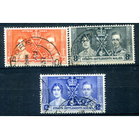 Британские колонии - Стрейтс-Сетлментс - 1937г. - коронация короля Георга VI и королевы Елизаветы - 3 марки - полная серия, гашёные [Mi 207-209]. #2-Bc-64-A-1