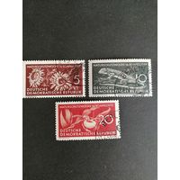 ГДР 1957 Полная серия марок "Неделя охраны природы" (гашение с клеем номиналы 10 и 20 и без клея номинал 5) Mi.561-563 каталог 3.00 евро