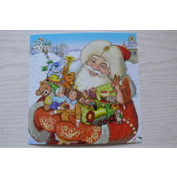 Егорова Ирина; Новый год, Дед Мороз, игрушки, медведь, белка; 2017, чистая (13,5*13,5см).