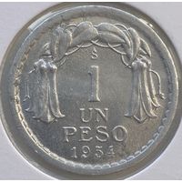 Чили 1 песо 1954 г. В холдере