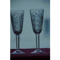 Рюмки хрустальные  2 шт .  ( целые )  14,5 см