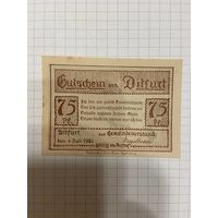 Нотгельд 75 пфеннигов Германия Дитфурт-0301