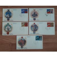 СССР 1977 Сувенирный конверт(КПД) без указ.авт.Олимпиада-80.  Золотое кольцо. 5шт одним лотом.СГ.
