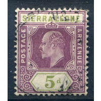 Британские колонии - Сьерра-Леоне - 1907/10г. - король Эдуард VII, 5 P - 1 марка - гашёная с клеем [Mi 75]. #4-B5-126-A-1