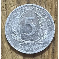 5 Центов Восточно Карибских государств 2004г.