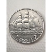 2 злотых 1936  год.  Польша, КОРАБЛИК.