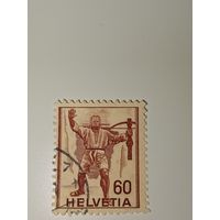 Марка Швейцария 1941 год Народный герой Швейцарии Вильгельм Телль с арбалетом.