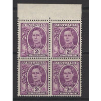 Австралия 1942 ** George VI, кварт 4 марки (SG 205) с верхним полем