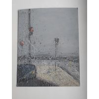 Картина масло, картон с рубля.