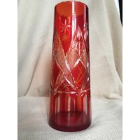 Ваза цветное стекло, ручная шлифовка