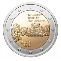 2 евро 2019 Мальта Доисторические места Мальты Храм Та Хаджрат  UNC из ролла