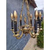 Винтажная Люстра Ампир, 6 рожков, Латунь (Литье) Франция Середина ХХ века.