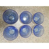 Набор тарелок Неман синее стекло 6шт одним лотом