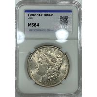 Доллар 1884 ms 64. Хороший штемпельный блеск! Достойный экземпляр!