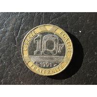 Франция.10 франков.1991. С 20 копеек. Распродажа коллекции. Смотрите другие лоты.