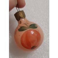 Игрушка ёлочная маленький Шарик с яблоком, стекло. СССР