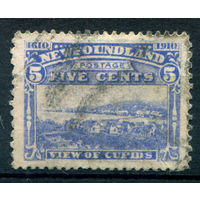 Британские колонии - Ньюфаундленд - 1910г. - вид, 300 лет первой британской колонии - Ньюфаундленд, перфорация 14:12, 5 с - 1 марка - гашёная [Mi 72]. #3-WB-92-A-1
