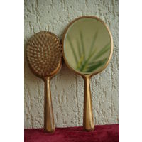 Зеркало + щетка  в медной оправе