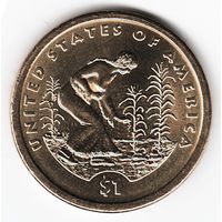 1 доллар США 2009 год Сакагавея Посадка культур двор Р _состояние aUNC