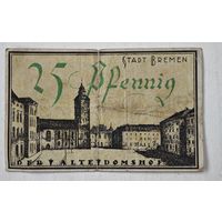 1921 год 25 пфеннигов  Германия