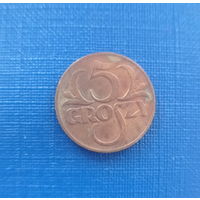 Польша 5 грошей 1936 год бронза